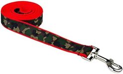 Medium Camouflage/Orange Dog Leash: 3/4" Wide, 6ft Length - Made in USA.