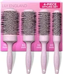 Lily England Round Blow Dry Brush Set for Women - Perfect for Voluminous Blowouts - Ceramic Ionic Technology - Luxury Gift for Her (Pink)