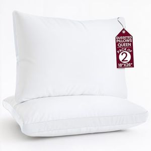 LUX Décor Bed Pillows for Sleeping - Pillows Queen Size Set of 2 - Hotel Quality Gusseted Down Alternative Pillows for Back, Stomach or Side Sleepers (White, 26x18)