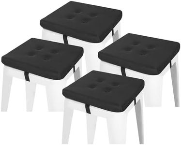 baibu 12 Inches Square Stool Cushions with Ties Set of 4 for Bar Stool, Breathable Square Chair Pads Seat Cushions with Non-Slip Bottom - Only Pads (12" (4PC), Black)