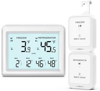 ORIA Digital Refrigerator Thermometer, Wireless Fridge and Freezer Thermometer with 2 Sensors, Indoor Outdoor Thermometer with Alarm, Max/Min Records, LCD Backlight, for Home, Restaurants, Cellars