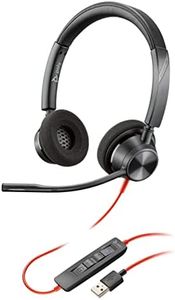 Plantronics - Blackwire 3320 USB-A - Wired, Dual-Ear (Stereo) Headset with Boom Mic - USB-A to Connect to Your PC, Mac or Cell Phone - Certified with Teams, Zoom & More, Black, 15