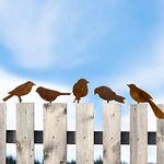 5PCS Metal Bird Silhouette with Rusty, Rusty Birds Decoration, Metal Birds Statues, Lifelike Patina Metal Birds Garden Ornaments Silhouette