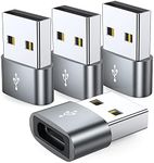 JXMOX USB C Female to USB Male Adapter 4-Pack, Type C to USB A Charger Cable Converter,Compatible with iPhone 11 12 13 14 15 16 Plus Pro Max,iPad Pro Air 4 Mini 6,Samsung Galaxy S24 S23 S22 S21,Pixel