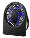 EasyAcc USB Desk Fan, USB Fan Silent Powerful [Strong Wind Ultra Quiet] - 3 Speeds/Wall Hang/180°Rotatable/USB-C Corded Powered-Small Desk Fan Portable Quiet Desk Fan for Bedroom Home Office Blue