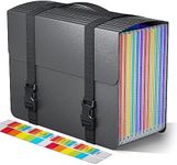 12 Pockets File Organiser,Expanding Documents Organiser Box Files Folder,Concertina File Folders for Paperwork A4,Expandable Filing Folder Paper Receipt and File Box with Tabs for School Office,Matte