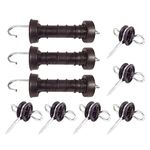 APUK 3x Electric Fence Gate Handle & 6x Insulators Kit Heavy Duty Pack Spring NEW