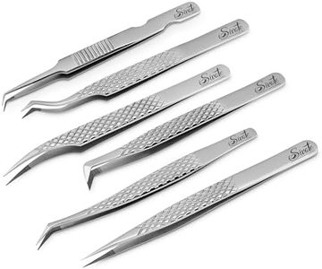 SIVOTE 6-Pack Professional Lash Extension Tweezers Set Japanese Steel, Silver