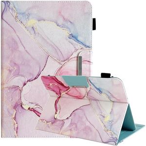 9.5-10.5 inch Tablet Case, Universal Protective Cover Stand Folio Case for 9 10 10.2 Inch Android Touchscreen Tablet, Pink-Gold Marble