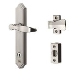 Ideal Security BK1215SC ML Lever Set Handle for Storm Doors and Screen Doors with Keyed Deadbolt Lock, 2-Posts with Tie-Down Screw, Surface Mount, Satin Chrome