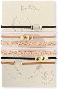 By Lilla Hair Ties No Damage - Galentines Gifts and Updo Hair Accessories - Decorative Ponytail Elastics - Vanity Stretch Bracelet Jewelry for Women - Fashion Stacks in Gold, Beads(SANDSTORM) Set of 8