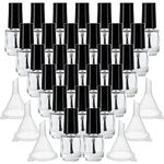 ZENFUN 50 Pack 5 ml Empty Nail Polish Bottles with Brush Cap, Clear Nail Polish Containers with 6 Funnel in Bulk, Glass Refillable Nail Bottles for Nail Art, Samples