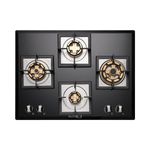 BLOWHOT Krypton 4B Battery Operated Built - In Gas Hob Heavy Full Brass Burner | Multi Flame Function | Toughened Glass Top One Jumbo Triple Ring, Two Double Ring Burner and One Small Burner - Black