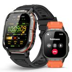 Smart Watch for Men - Make/Answer Call Military Smartwatch for Android Phones iPhone Samsung, 2.06'' Waterproof Step Counter Fitness Tracker with Sleep, 100+ Sport Modes, 2 Straps
