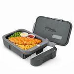 Hot Bento Plus – Electric Heated Lunch Box, Self-Heating, Rechargeable Food Warmer with Removable Battery, 10-Min Heat, Battery Powered Lunch Box for School, Office, Travel - Black