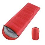 Yaheetech Sleeping Bags with Hoods for Adults 3 Season Warm Lightweight Compression Sack Envelope/Rectangular Sleeping Bags for Single Person- Red