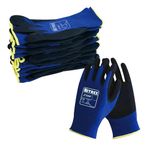 Nitrex 270NF 10 Pairs of Gardening Gloves, Sandy Nitrile Palm Coating, Abrasion and Tearing Protection, Reduces Hand Fatigue, Blue/Black, Size 7