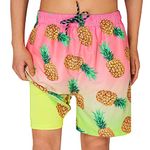 Cozople Bathing Suits for Teen Boys Quick Dry Beachwear Swimsuit Stretchy Boxer Brief Liner Swim Shorts Novelty Pineapple Graphic Swimming Trunks with Pockets