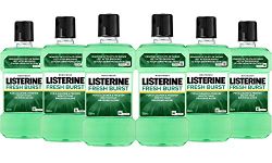 Listerine Antiseptic Fresh Burst Mouthwash, 500 ml, Pack of 6 (Pack of 1)