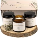 Wick & Windsor Scented Candles Gift Set - 3 x Natural Soy Wax Aromatherapy Scented Candles with Wooden Wicks - Perfect Gifts for Women & Ideal 50th Birthday Gifts for Women, Mum Birthday Gifts.