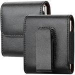 Miimall Flip Phone Holster for Samsung Galaxy Z Flip 6/5/4/3 Phone Belt Holder Case 360 Rotating Leather Pouch Case with Belt Clip for Motorola Razr/Razr Plus/Razr 50 Ultra/Razr 50 Holster Case-Black