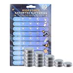 Cotchear 30pcs Alkaline Cell Batteries Assorted 1.55 Volt AG1/LR621 AG3/LR41 AG4/LR626 AG5/LR754 AG12/LR43 AG13/LR44 Coin Batteries Set 0% Mercury