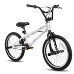 HILAND 20 Inch BMX Freestyle Bike for boys girls With 360 Degree Gyro & 4 Pegs, 20 Inch BMX Bike for 8 9 10 11 Years kid girl boys girls White