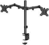 Amazon Basics DLB112 Dual Monitor Stand - Height Adjustable Arm Mount, Steel