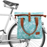 TOURBON Pannier Bag for Bicycle, Canvas Shoulder Tote Bag for Women, Bike Bag Rear Rack Bag with Shoulder Strap