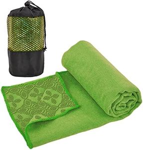 Yuilgdo Yoga Towels, Non Slip Hot Yoga Mat Towel with Grip Dots,Super-Absorbent Soft Microfiber Yoga Blanket for Pilates, Fitness and Workout 72inch x 24inch (Green)