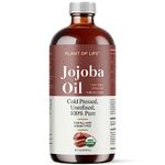 PLANT OF LIFE Organic Jojoba Oil | Cold-Pressed | Unrefined | 100% Pure | Skin, Hair, DIY | 16 oz / 473mL