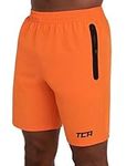 TCA Elite Tech Lightweight Mens Running Shorts Men Gym Shorts with Zip Pockets - Orange, XL