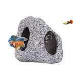 Ameliade Aquarium Cave Decorations, Betta Hideout Fish Tank Accessories, Shrimp Cichlid Natural Breeding Hiding Cave Stones, Small Fish Tank Hideaway Decor, Betta Hide Toys Fish Rock House（Medium）