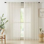 Linen Sheer Curtains for Bedroom 54inch Length Natural Semi Sheer Curtains for Living Room Kitchen Light Filtering Country Rustic Window Curtain Panels for Home Office Pencil Pleat 54"W 1 Pair