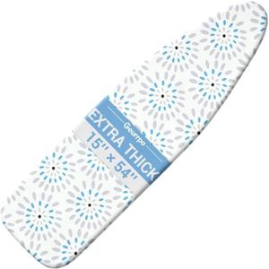 Geurrpo Ironing Board Cover and Pad Fits Standard Size 15x54 Inch Iron Boards Large Thick Cotton Padded Heavy Duty Scorch and Heat Resistant Elastic Edge Hook and Loop Fasteners for Household Home