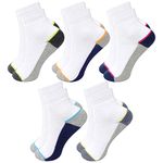 Neska Moda Boy's And Girl's Cotton Striped Ankle Length Socks (Grey,White,Blue, 8-11 Years) -5 Pair