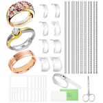 38 Pcs Ring Sizer Adjuster for Loose Rings with Ring Size Measuring Tool, Plug-in Invisible Ring Guards Silicone Tightener EVA Foam Ring Size Adjuster Set with Polishing Cloth Fit Any Rings Sizes