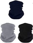 Gajraj Cotton Bandana Neck Gaiter Face Mask for Men & Women (Pack of 3) (Black-Navy-Grey)