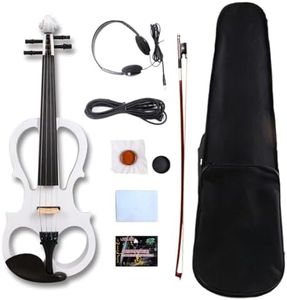 Vetimobato 16 Inch Electric Viola - Practice Silent Viola Solidwood Walnut with Maple Neck,Ebony Fittings, Metallic Coating,Case, Bow, Headphones,AUX Cable - Perfect for Beginner & Professional(White)