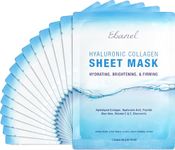 Ebanel Laboratories Korean Collagen Facial Face Mask Sheet, 15 Pack, Instant Brightening and Hydrating, Deep Moisturizing with Hyaluronic Acid Face Masks, Anti-Aging Anti-Wrinkle with Stem Cell Extracts, Peptide