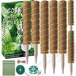 Moss Pole 58.7 Inch, Monstera Coir Totem Pole 5 Pack, 17.5" and 12" Moss Poles for Climbing Plants, Moss Sticks for Indoor Plant Support to Grow Upwards, with Garden Ties