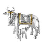 PRD CARATCAFE Pure Silver 999 Statue Kamdhenu Cow with Calf,Hallmark Certified for Puja Temple Good Luck Gift & Home Decor ( NET WT 52-54 GMS) Symbol of Prosperity