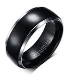 VNOX 8mm Pure Black Simple Titanium Band Ring Wedding Engagement Promise Band Ring for Men Women,Christmas/Birthday/Valentine's Day Gift