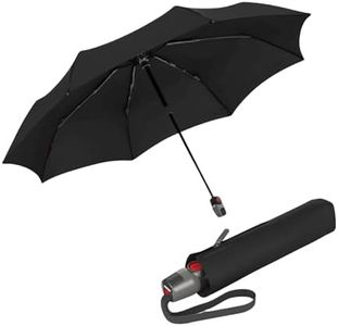 Knirps T.200 Medium Duomatic Automatic Open Close Rain Umbrella for Adults - Portable Weather Protection - Compact, Fits in Backpack or Purse, Retractable with Carrying Case, Black, 97cm Diameter