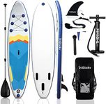 SUDOO 10FT 3M Stand Up Paddle Board, Inflatable Stand Up Paddle Board 6” Thick Surfboard Lightweight Non-Slip EVA Deck SUP Board Complete Kit for All Skill Beginners Adults Yoga Surfing(Yellow Blue)