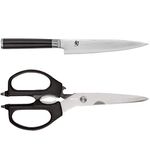 Shun Cutlery Classic Utility Knife 6" and Kai PRO Multi-Purpose Kitchen Shears Set, Handcrafted Japanese Kitchen Knives & Shears