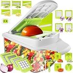 Vegetable Chopper and Slicer Dicer for Kitchen 23 PCS Veggie Slicer and Chopper Vegetable Cutter Cooking Accessories Gadget Stuff Salad Maker Dicing Machine Potato Fruit Chopper with Container