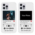 Custom Phone Case for iPhone 12 Pro Max, Personalized Photo Song Cover with Spotify Styles, Clear Soft DIY Music Plaque Phone Cover for Birthday