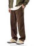 PLEPAN Mens Corduroy Pants Baggy Wide Leg Loose Fit Drawstring Elastic Waist Sweatpants Vintage Pants, Dark Brown, 3X-Large