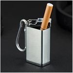 EFGTEK Portable Ashtray,Mini Pocket Metal Ash Holder for Outdoor Use with Lid and Hanging Hook (Silver) (S-PORTABLE-C)